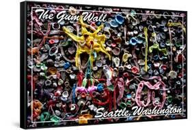 Seattle, Washington - Gum Wall on Post Alley-Lantern Press-Framed Stretched Canvas