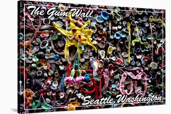 Seattle, Washington - Gum Wall on Post Alley-Lantern Press-Stretched Canvas
