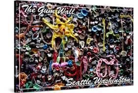 Seattle, Washington - Gum Wall on Post Alley-Lantern Press-Stretched Canvas