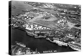 Seattle, Washington - Harbor Island Aerial Photograph-Lantern Press-Stretched Canvas