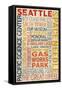 Seattle, Washington - Icon Typography-Lantern Press-Framed Stretched Canvas