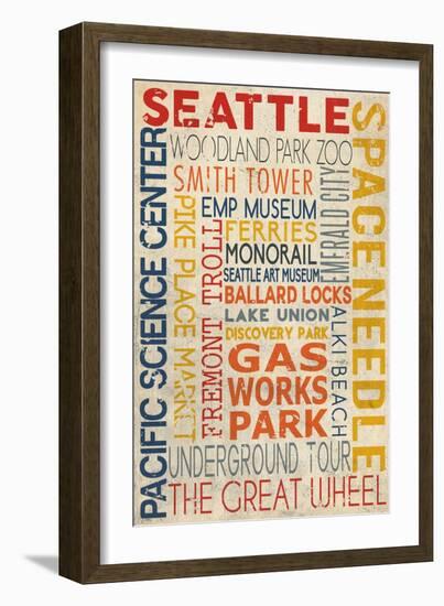 Seattle, Washington - Icon Typography-Lantern Press-Framed Art Print