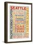 Seattle, Washington - Icon Typography-Lantern Press-Framed Art Print