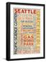 Seattle, Washington - Icon Typography-Lantern Press-Framed Art Print