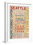 Seattle, Washington - Icon Typography-Lantern Press-Framed Art Print