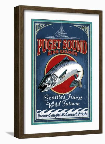 Seattle, Washington - King Salmon-Lantern Press-Framed Art Print