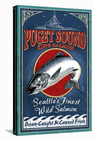 Seattle, Washington - King Salmon-Lantern Press-Stretched Canvas