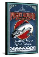 Seattle, Washington - King Salmon-Lantern Press-Framed Stretched Canvas