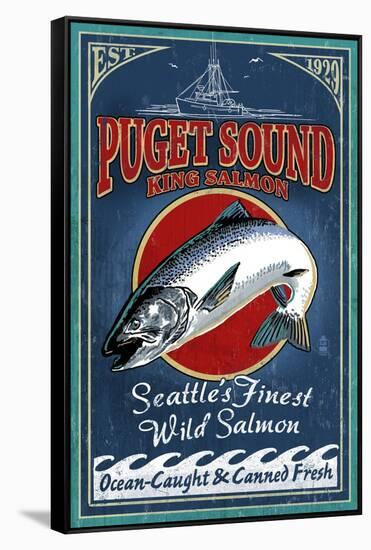 Seattle, Washington - King Salmon-Lantern Press-Framed Stretched Canvas