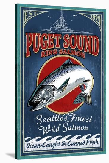 Seattle, Washington - King Salmon-Lantern Press-Stretched Canvas