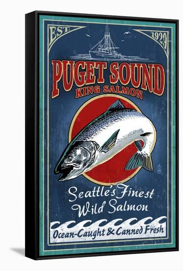 Seattle, Washington - King Salmon-Lantern Press-Framed Stretched Canvas