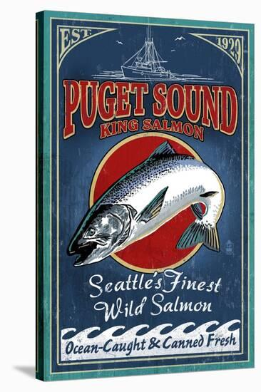 Seattle, Washington - King Salmon-Lantern Press-Stretched Canvas