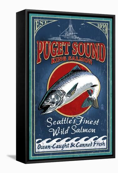 Seattle, Washington - King Salmon-Lantern Press-Framed Stretched Canvas