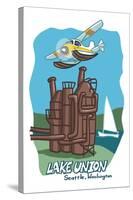 Seattle, Washington - Lake Union - Cartoon Icon-Lantern Press-Stretched Canvas