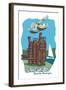 Seattle, Washington - Lake Union - Cartoon Icon-Lantern Press-Framed Art Print