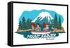 Seattle, Washington - Mt. Rainier - Cartoon Icon-Lantern Press-Framed Stretched Canvas