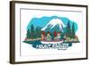 Seattle, Washington - Mt. Rainier - Cartoon Icon-Lantern Press-Framed Art Print