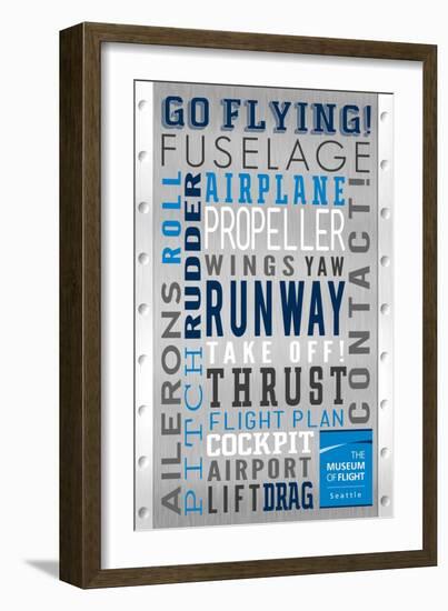 Seattle, Washington - Museum of Flight Typography-Lantern Press-Framed Art Print