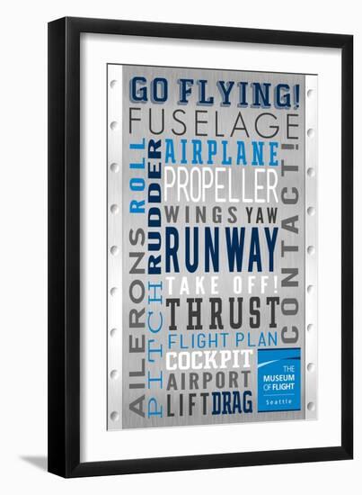 Seattle, Washington - Museum of Flight Typography-Lantern Press-Framed Art Print