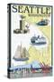 Seattle, Washington - Nautical Chart-Lantern Press-Stretched Canvas