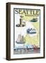 Seattle, Washington - Nautical Chart-Lantern Press-Framed Art Print