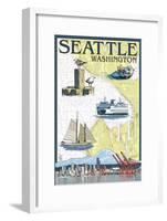 Seattle, Washington - Nautical Chart-Lantern Press-Framed Art Print