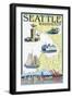 Seattle, Washington - Nautical Chart-Lantern Press-Framed Art Print