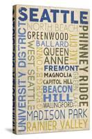 Seattle, Washington - Neighborhoods Typography-Lantern Press-Stretched Canvas