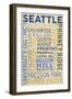 Seattle, Washington - Neighborhoods Typography-Lantern Press-Framed Art Print