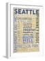 Seattle, Washington - Neighborhoods Typography-Lantern Press-Framed Art Print