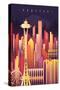 Seattle, Washington - Neon Skyline - Lantern Press Artwork-Lantern Press-Stretched Canvas