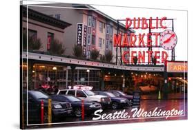 Seattle, Washington - Pike Place Market Daytime-Lantern Press-Stretched Canvas