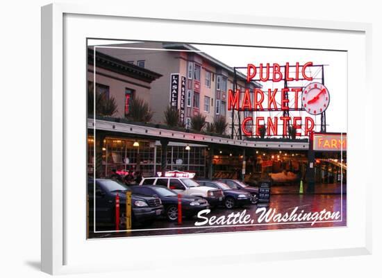 Seattle, Washington - Pike Place Market Daytime-Lantern Press-Framed Art Print