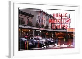 Seattle, Washington - Pike Place Market Daytime-Lantern Press-Framed Art Print