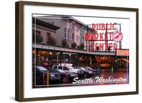 Seattle, Washington - Pike Place Market Daytime-Lantern Press-Framed Art Print