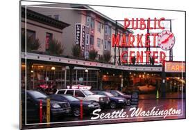 Seattle, Washington - Pike Place Market Daytime-Lantern Press-Mounted Art Print