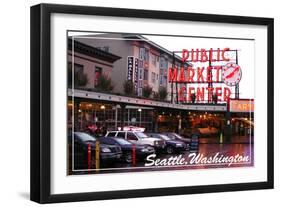 Seattle, Washington - Pike Place Market Daytime-Lantern Press-Framed Art Print