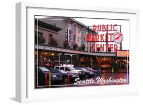 Seattle, Washington - Pike Place Market Daytime-Lantern Press-Framed Art Print