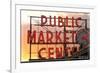 Seattle, Washington - Pike Place Market Sunset-Lantern Press-Framed Art Print