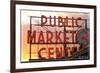 Seattle, Washington - Pike Place Market Sunset-Lantern Press-Framed Art Print