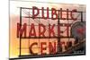 Seattle, Washington - Pike Place Market Sunset-Lantern Press-Mounted Art Print