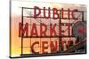 Seattle, Washington - Pike Place Market Sunset-Lantern Press-Stretched Canvas