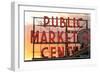 Seattle, Washington - Pike Place Market Sunset-Lantern Press-Framed Art Print