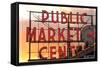 Seattle, Washington - Pike Place Market Sunset-Lantern Press-Framed Stretched Canvas