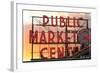 Seattle, Washington - Pike Place Market Sunset-Lantern Press-Framed Art Print