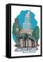Seattle, Washington - Pioneer Square - Cartoon Icon-Lantern Press-Framed Stretched Canvas