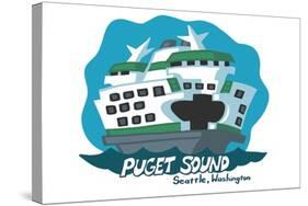 Seattle, Washington - Puget Sound - Cartoon Icon-Lantern Press-Stretched Canvas