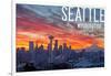 Seattle, Washington - Rainier and Sunrise-Lantern Press-Framed Art Print