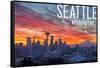 Seattle, Washington - Rainier and Sunrise-Lantern Press-Framed Stretched Canvas