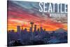 Seattle, Washington - Rainier and Sunrise-Lantern Press-Stretched Canvas